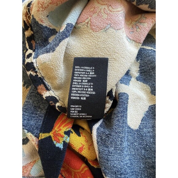 Free People Size S Wild Nights Duster Open Front Floral Print Leopard Trim Boho - Picture 9 of 13